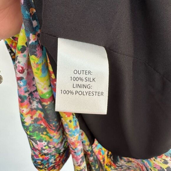 SALONI Women’s Tricia One Shoulder Multicolor Floral Crepe Mini Dress - Picture 6 of 11